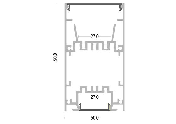 100ml/W 50x90mm Indoor Light Led Profile aluminum for suspending up and down lighting