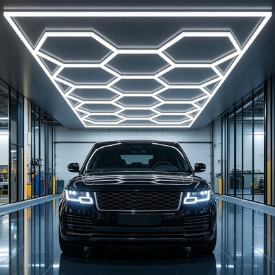 615W LED 헥사곤 라이트 차고 체육관 워크샵 사무실용 모듈형 천장 조명 시스템 연결 가능한 꿀집 LED 헥스 라이트 패널