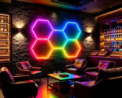 좋은 가격 차고, 체육관, 작업장 및 사무실 천장 조명에 적용 가능한 연결형 LED 육각형 RGB 허니콤 모듈형 패널 온라인