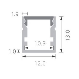 PMMA 서리로 덥은 Led 스트립 라이트 프로파일 샌드 블라스팅 12 × 13mm (PC 커버 포함)